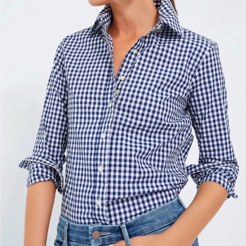 UNTUCKit Belleza Blue & White Gingham Button Down Shirt | Women’s Size 2 & 18
